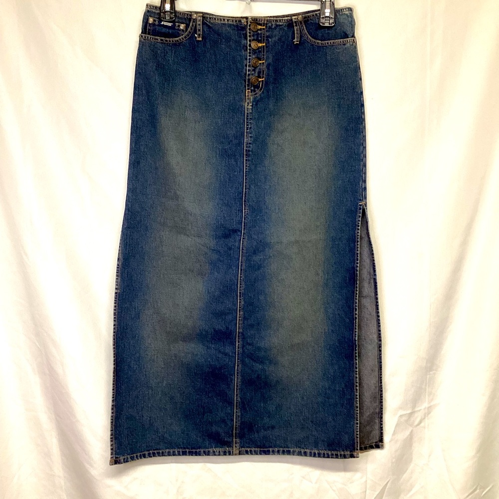 Vintage Squeeze by Stephen Hardy Denim Maxi Skirt Junior Sz 11 Indie Gorpcore